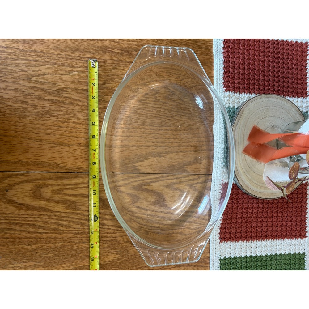 Vintage Pyrex 033 Clear Glass Oval Casserole Dish 1.5 Qt Made in USA Tab Handles